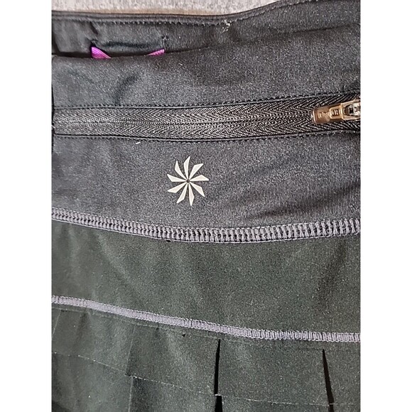Athleta Pleated Skort Athletic Skirt Black Activewear with Zipper Pocket - Picture 2 of 9